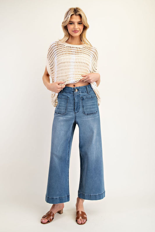 Mineral Washed Cropped Denim Jean