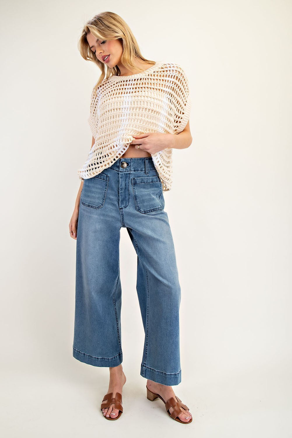 Mineral Washed Cropped Denim Jean