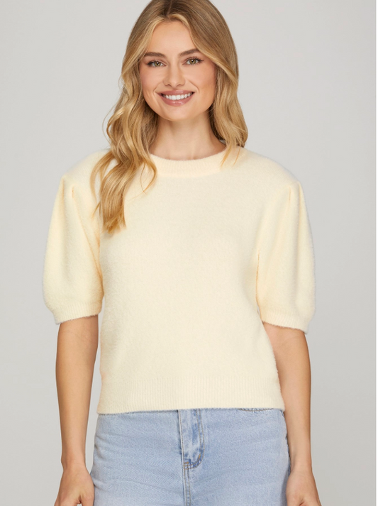 Cream SS Sweater Top