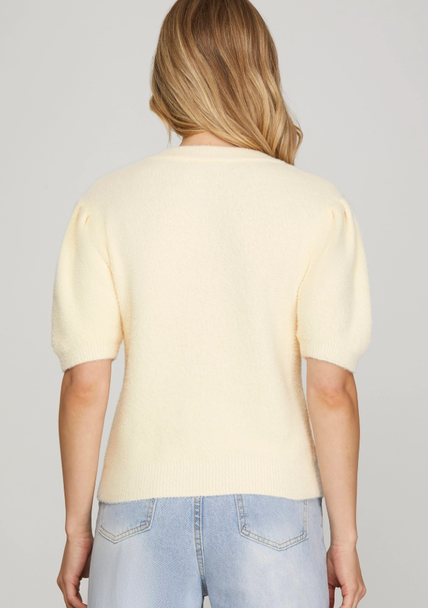 Cream SS Sweater Top