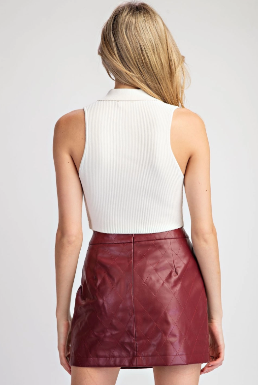 Wine Leather Skirt