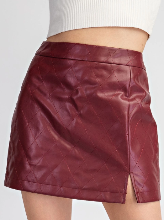 Wine Leather Skirt