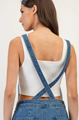 Denim Criss Crossed Jumpsuit