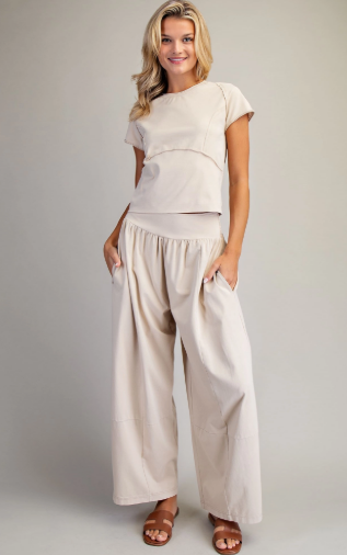 Mineral Washed Wide Leg Pant
