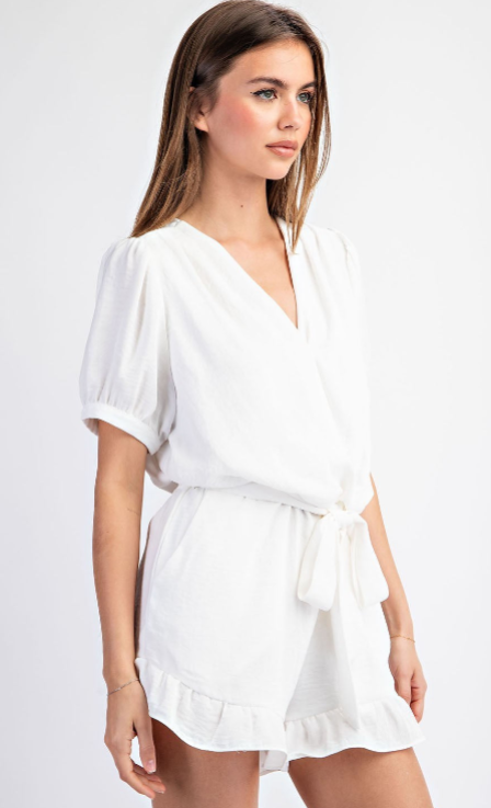 White V-Neck Romper