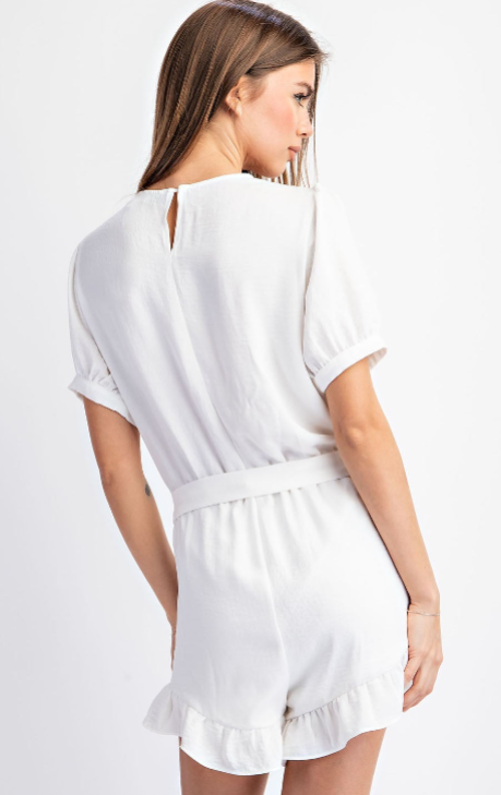 White V-Neck Romper