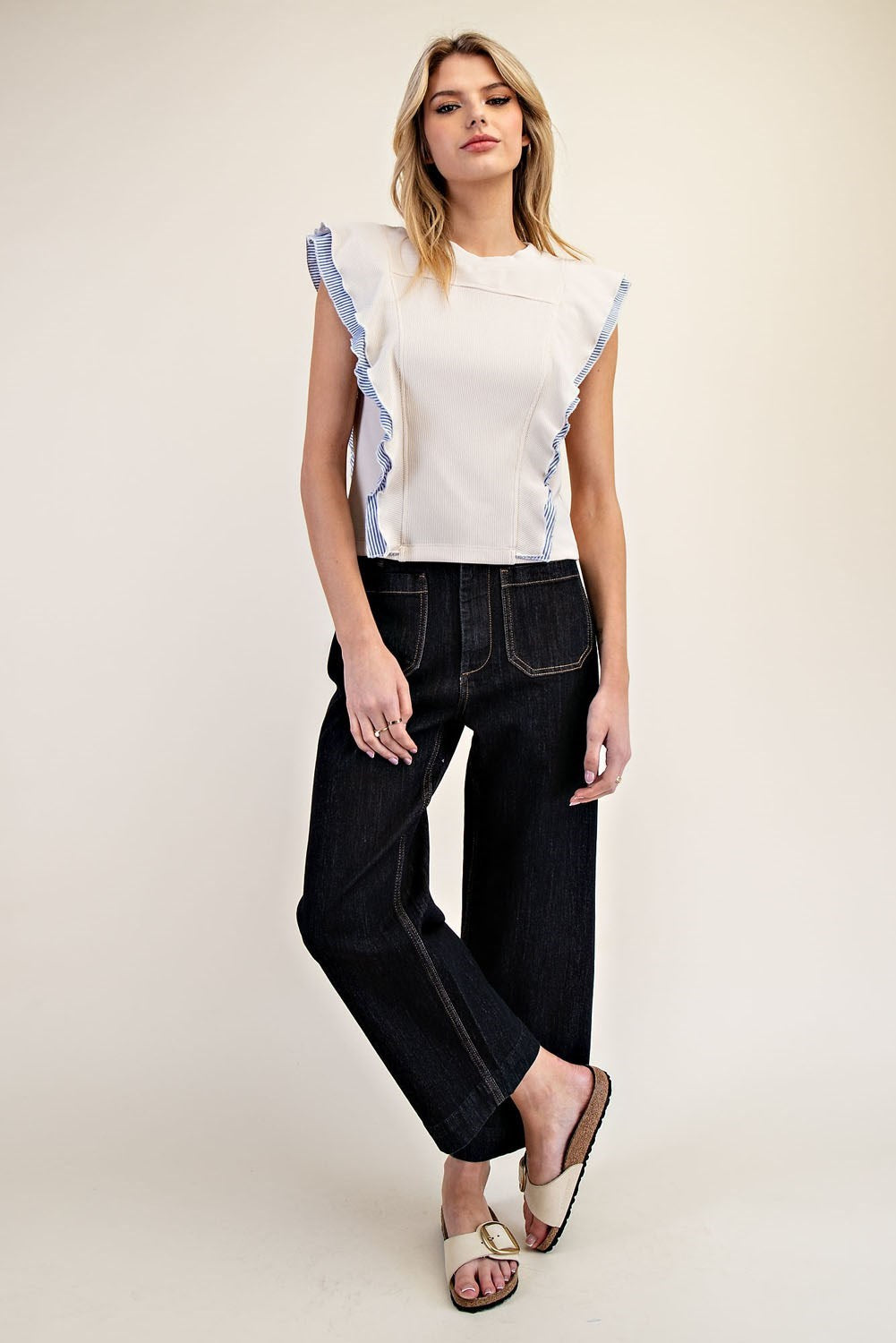 Button Down Back Ruffle Top