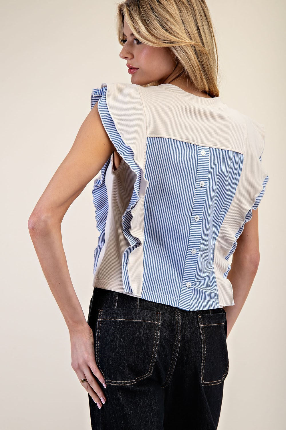Button Down Back Ruffle Top