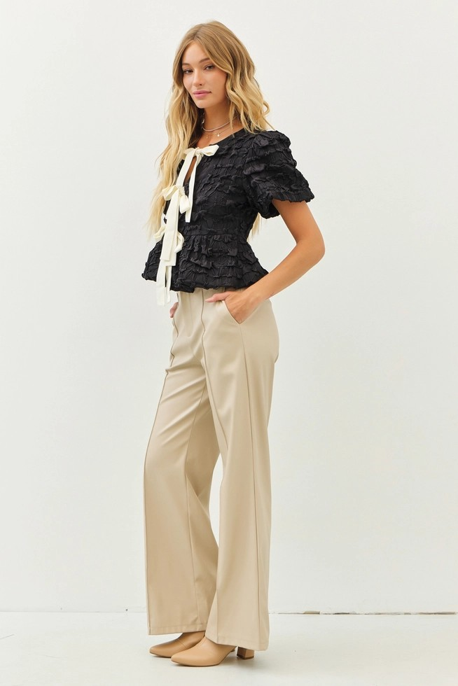 Black Babydoll Bow Top