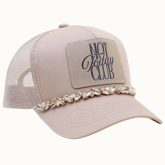 NOT TODAY CLUB Bejeweled Glitz Trucker Cap + Leatherette