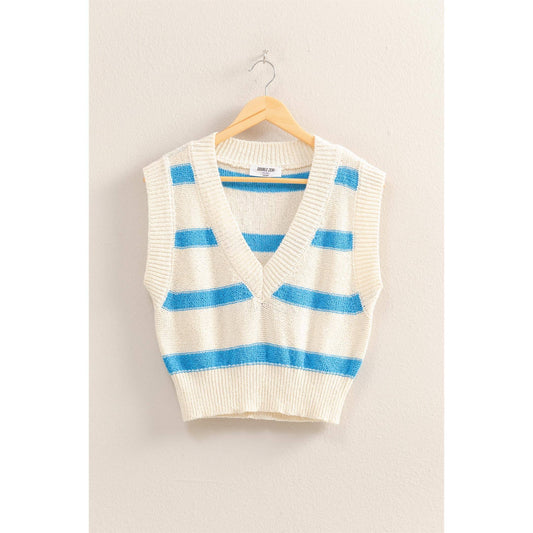 Striped V-Neck Sweater Vest