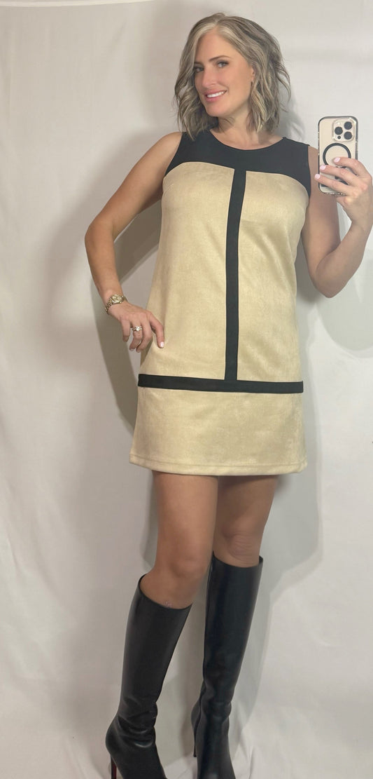 Tan And Black Suede Dress