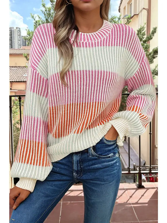 Rib Knit Colorful Sweater