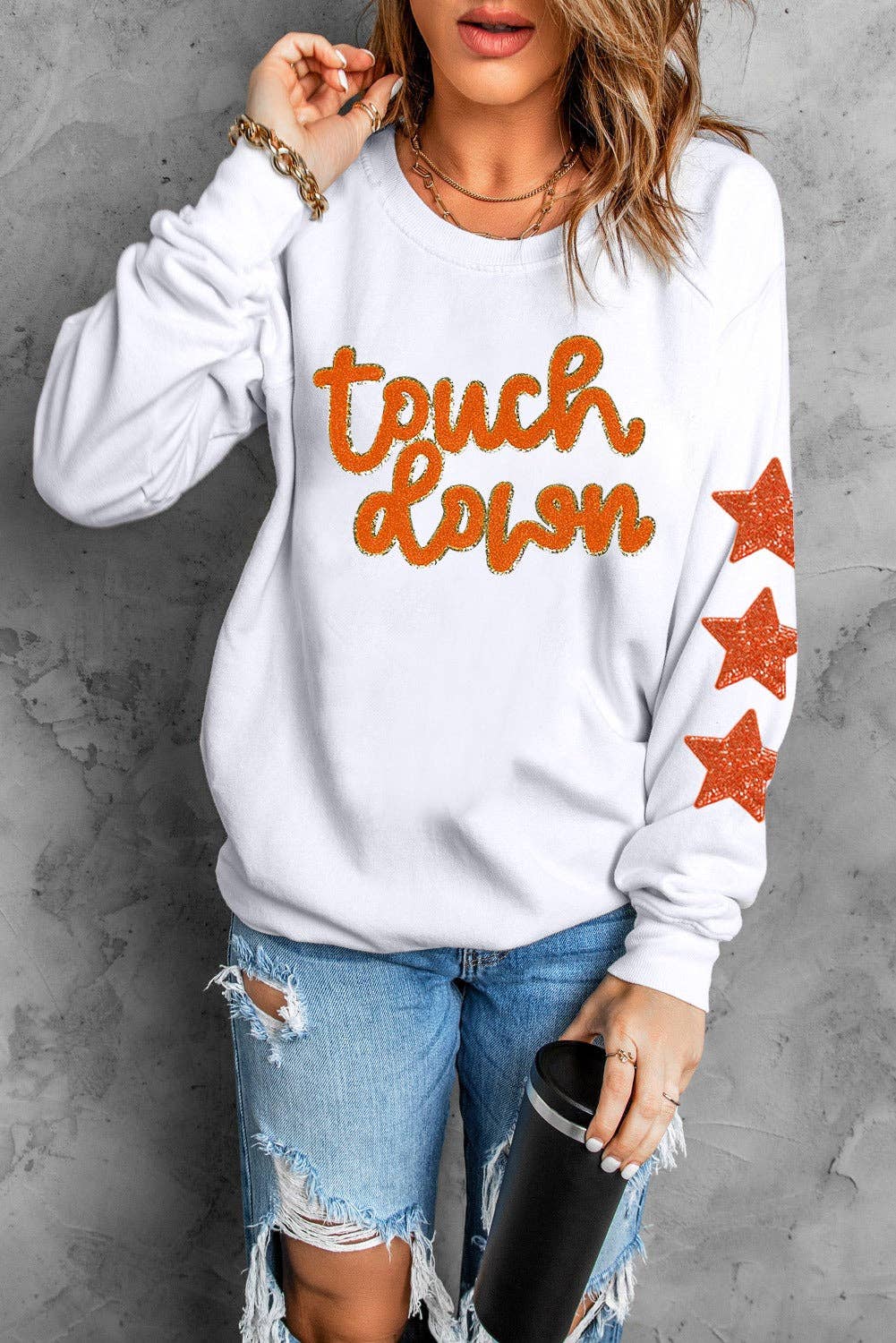 Touch Down Patched Sweatshirt