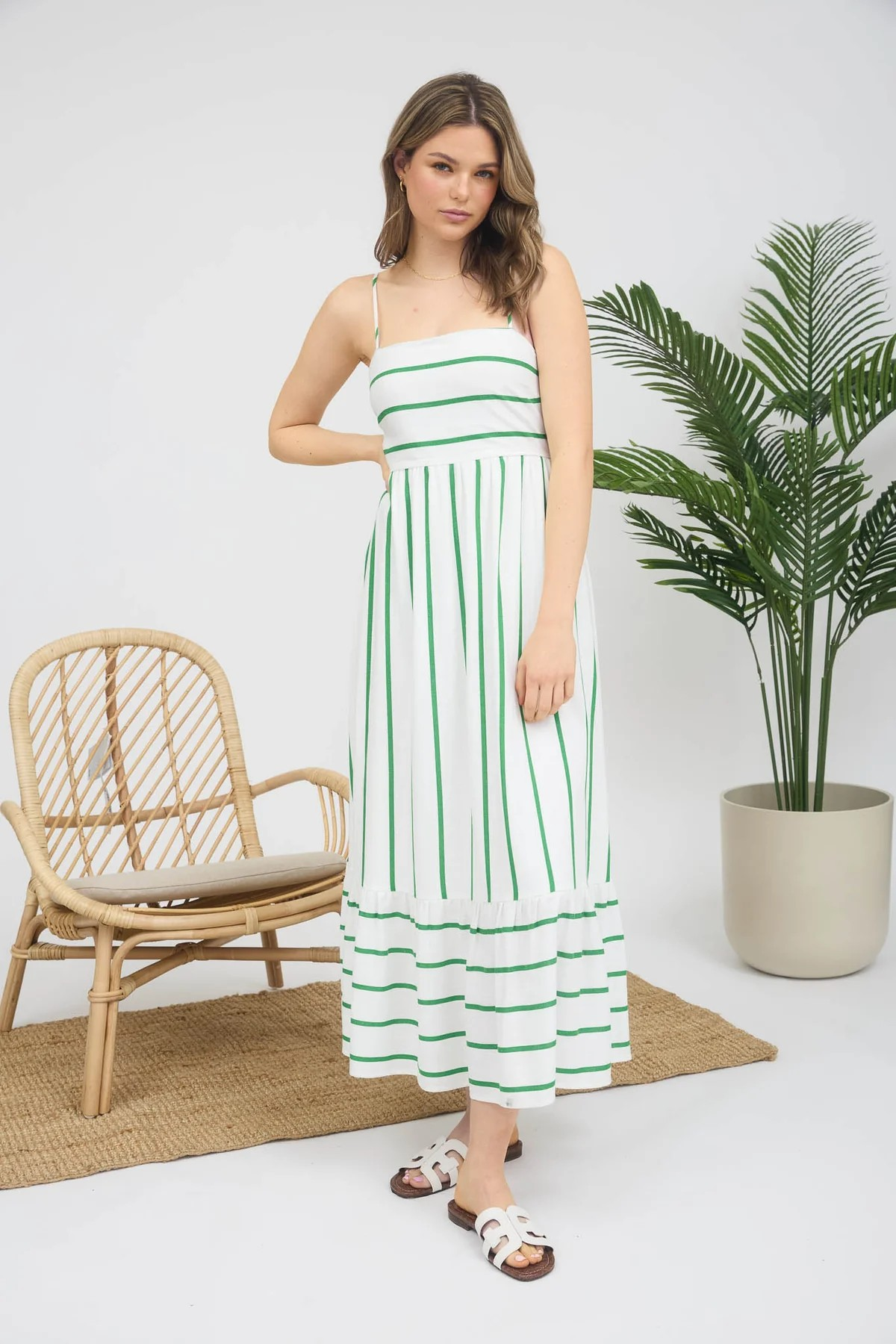 Green and White Maxi