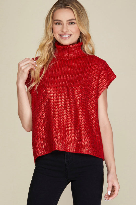 Red Metallic Top