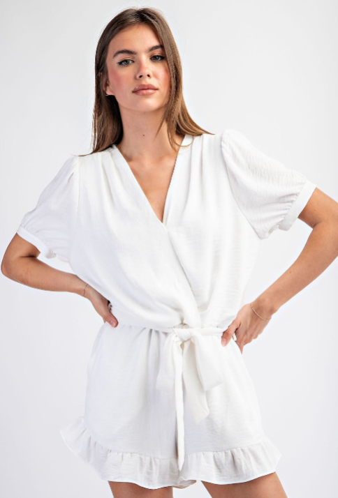 White V-Neck Romper