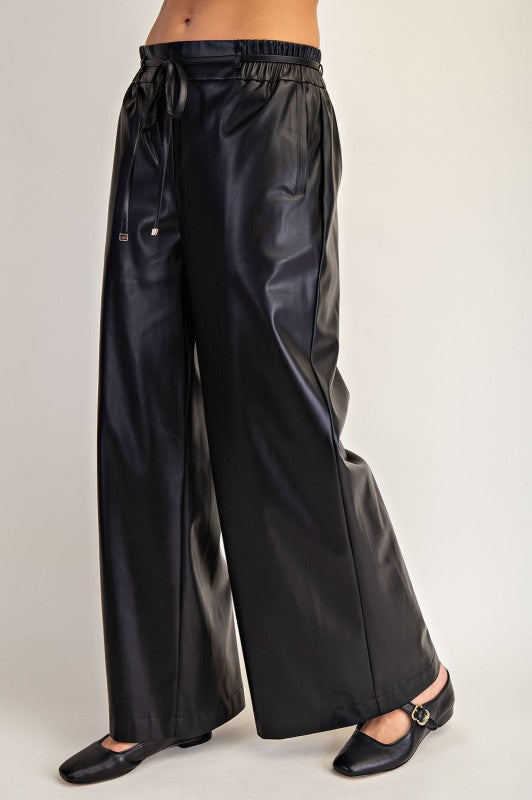 Wide Leg Leather Pant