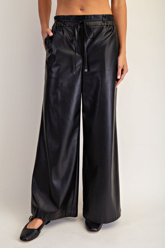 Wide Leg Leather Pant