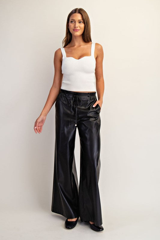 Wide Leg Leather Pant