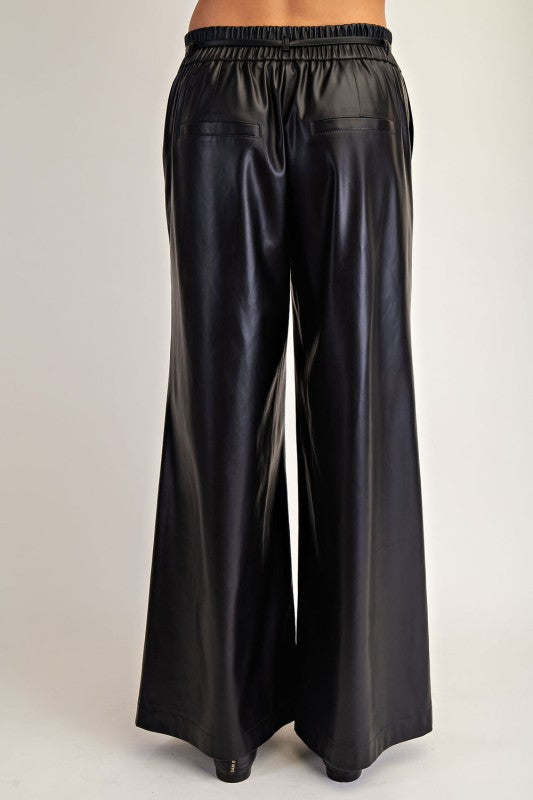 Wide Leg Leather Pant