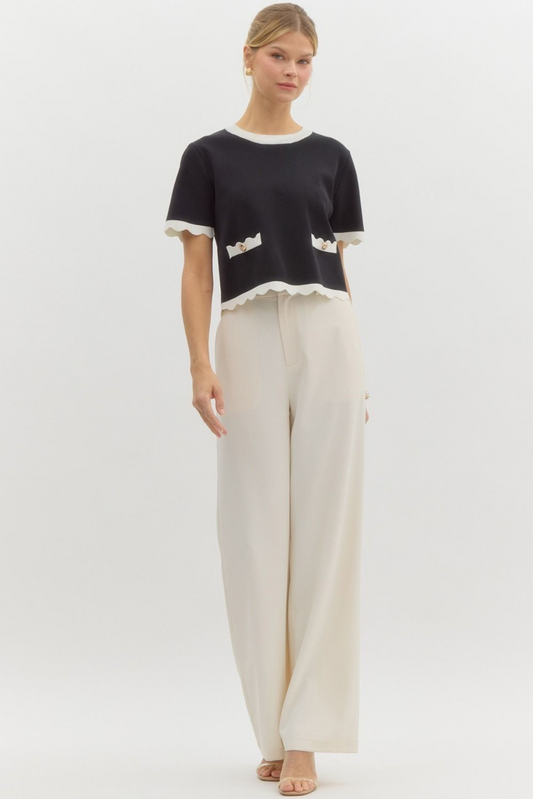 Scallop Knit Top